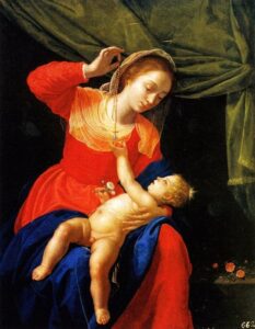 А.Джентилески.Мадонна с младенцем и чётками. около 1650-1651