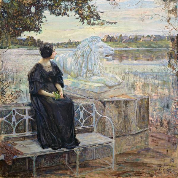 И.И.Бродский.Портрет Л. М. Бродской на террасе.1908