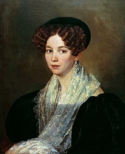 П.Е.Заболотский.Портрет молодой женщины в черном платье.1830-е