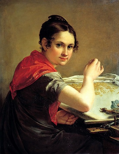 В.А.Тропинин. Золотошвейка. 1826