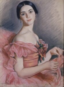 З.Е.Серебрякова.Портрет балерины Е. Н. Гейденрейх в красном.1923